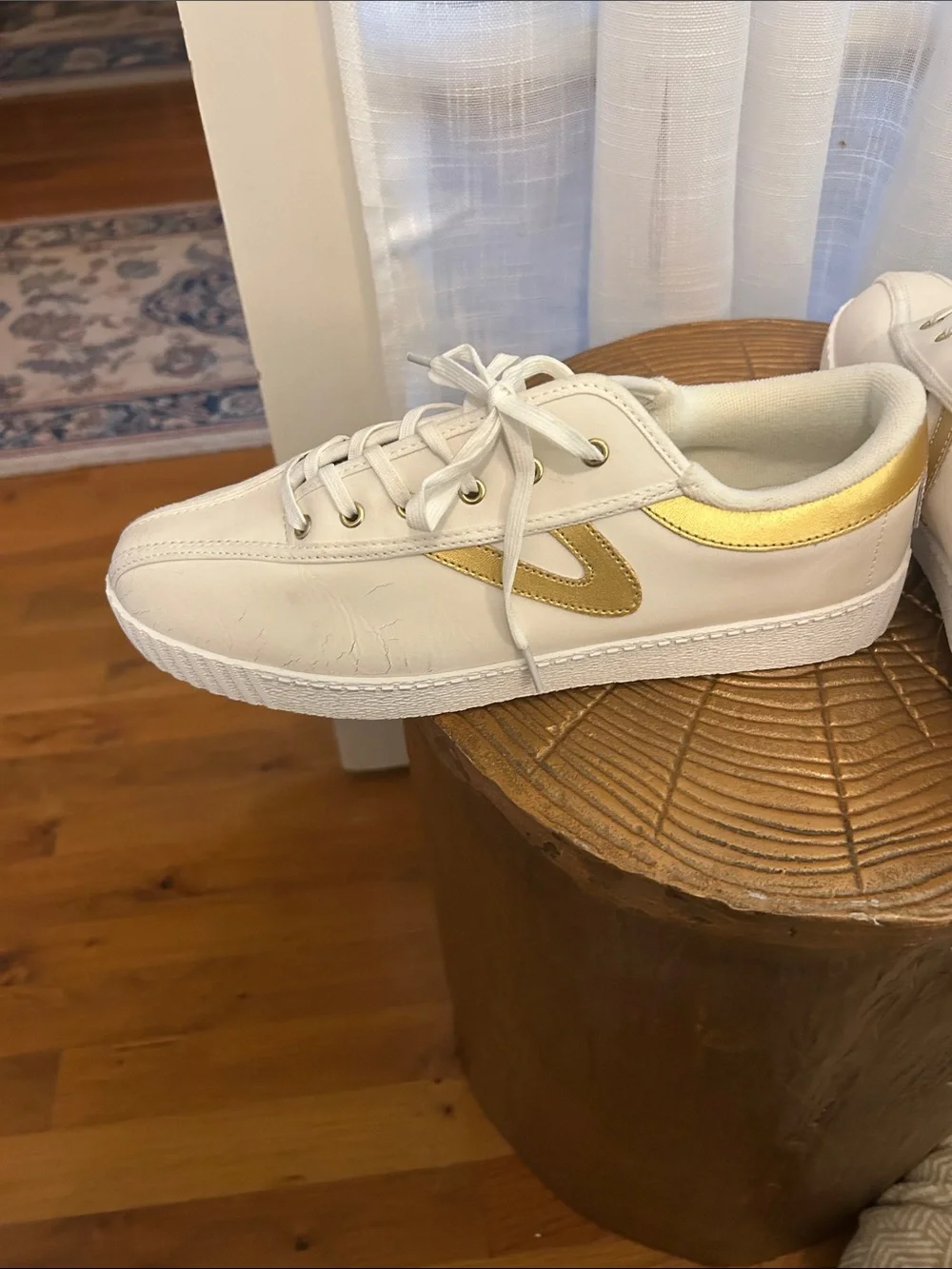 Tretorn Draper James White Sneakers with Gold Accent Lace-Up size 11